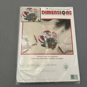 Dimensions Counted Cross Kit Santa’s Little Helper Waste Canvas Design Vtg 1995
